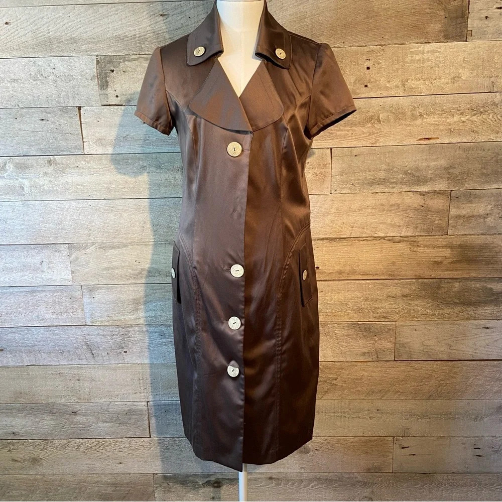 🇨🇦 Joseph Ribkoff women’s brown‎ button up dress in size  6